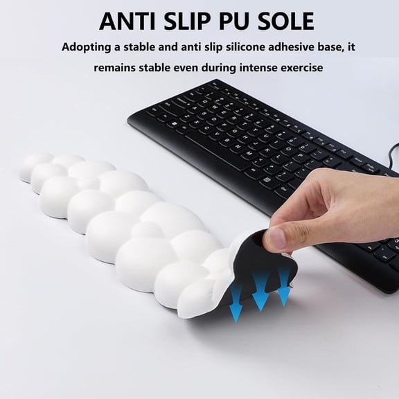 Ergonomic Leather Wrist Rest Pad for Keyboard, Comfort Support with Non-Slip Base, 43x11cm Office Desk Accessory, 1-Piece