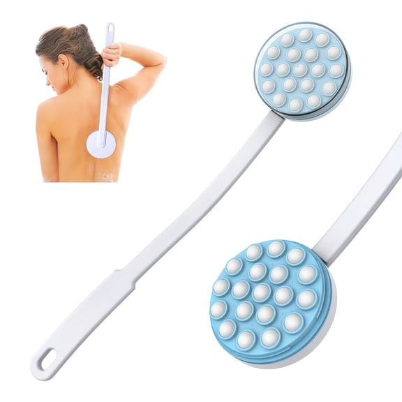 Ergonomic Long-Handled Back Scrubber & Lotion Applicator for Sunscreen, Shower Gel