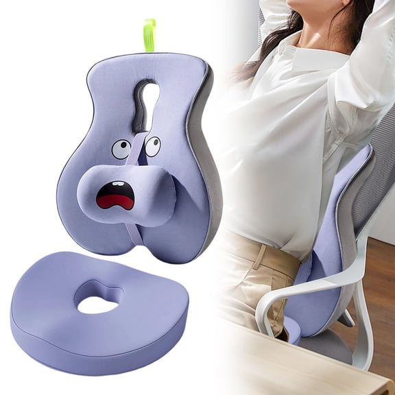 Ergonomic Lumbar Seat Cushion - Memory Foam Back Support Pillow for Desk Chairs, Car Seats & Wheelchairs with Adjustable Straps