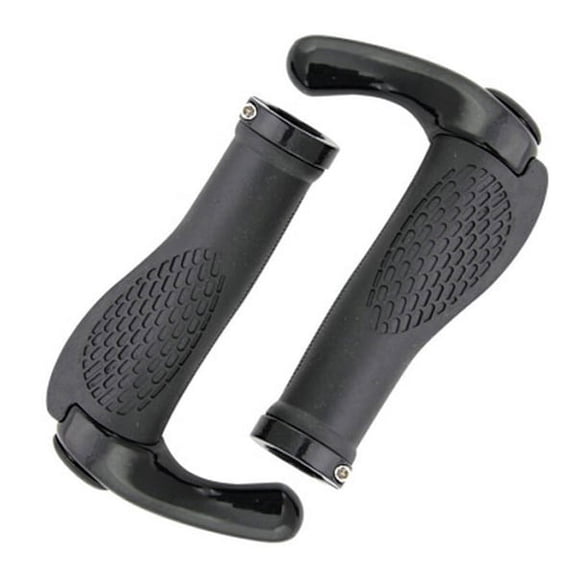 Ergonomic MTB Mountain Road Bike Anti-slip Lock-On Ox Horn Bar End Handlebar Grips - One Pair (Black)