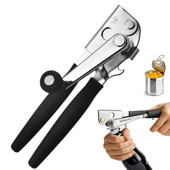 Ergonomic Manual Can Opener with 360 Rotating Handle Heavy Duty Durable, Commercial Stainless Steel Hand Crank Comfortable Grip Restaurant Catering Bulk Food Prep Cap Remover(lxf)