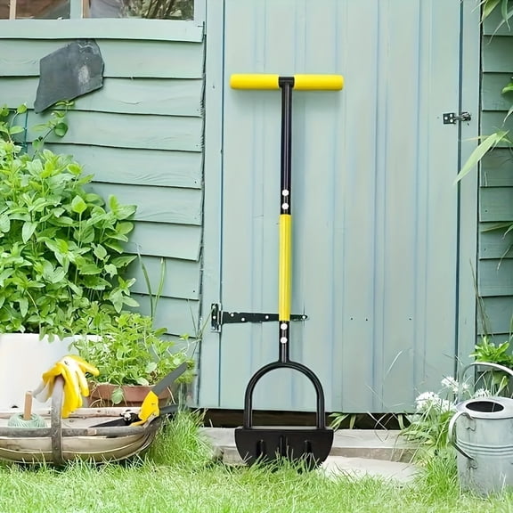 This Ergonomic Manual Lawn Edger Is a Single Piece Garden Tool with a Half-Moon Saw-Tooth Shape and Long Handle, Perfect for Landscaping Along Sidewalks, Driveways, and Flower Beds