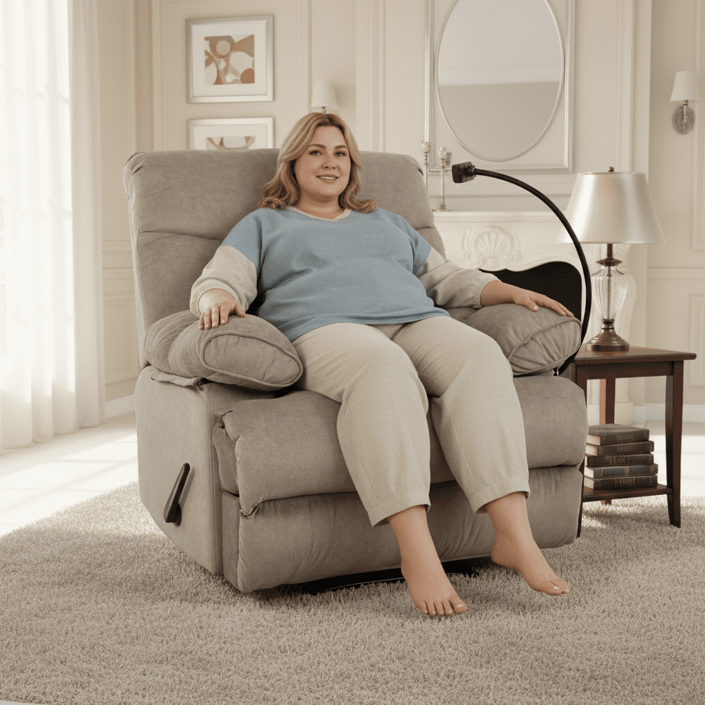 Ergonomic Manual Recliner for Adults, Oversized Modern Recliner Chair for Bedroom, Living Room, Home Theater and RV，Dark Brown
