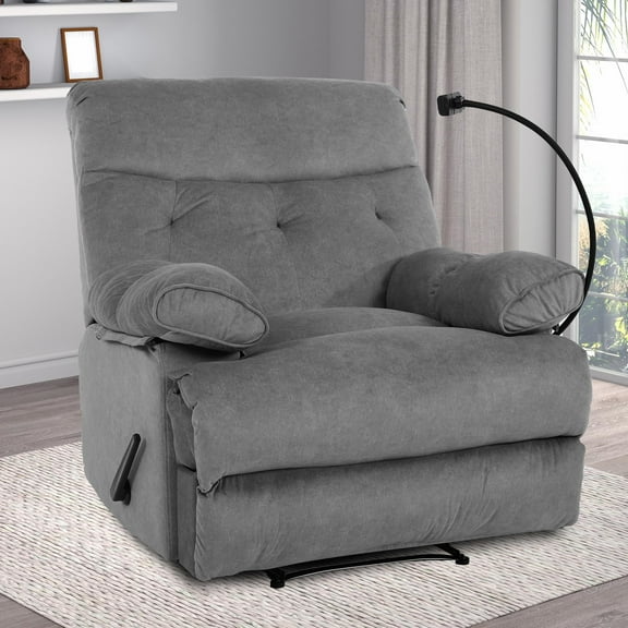 Ergonomic Manual Recliner for Adults, Oversized Modern Recliner Chair for Bedroom, Living Room, Home Theater and RV，Dark Grey
