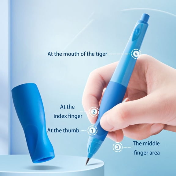 Ergonomic Mechanical Pencil with Triangular Soft Grip, 2.0mm Lead, Includes 6 Lead Refills, Posture Correction Design (Posture Blue)