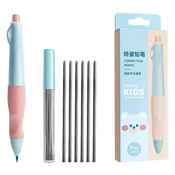 Ergonomic Mechanical Writing Pencil Professional Hand Posture Correction Pencil,Correction Pencil / Corrective Pencil,1ml Posture Correction Pencil,Posture + 1 Pencil + 6 Cores,Plastic(Light blue)