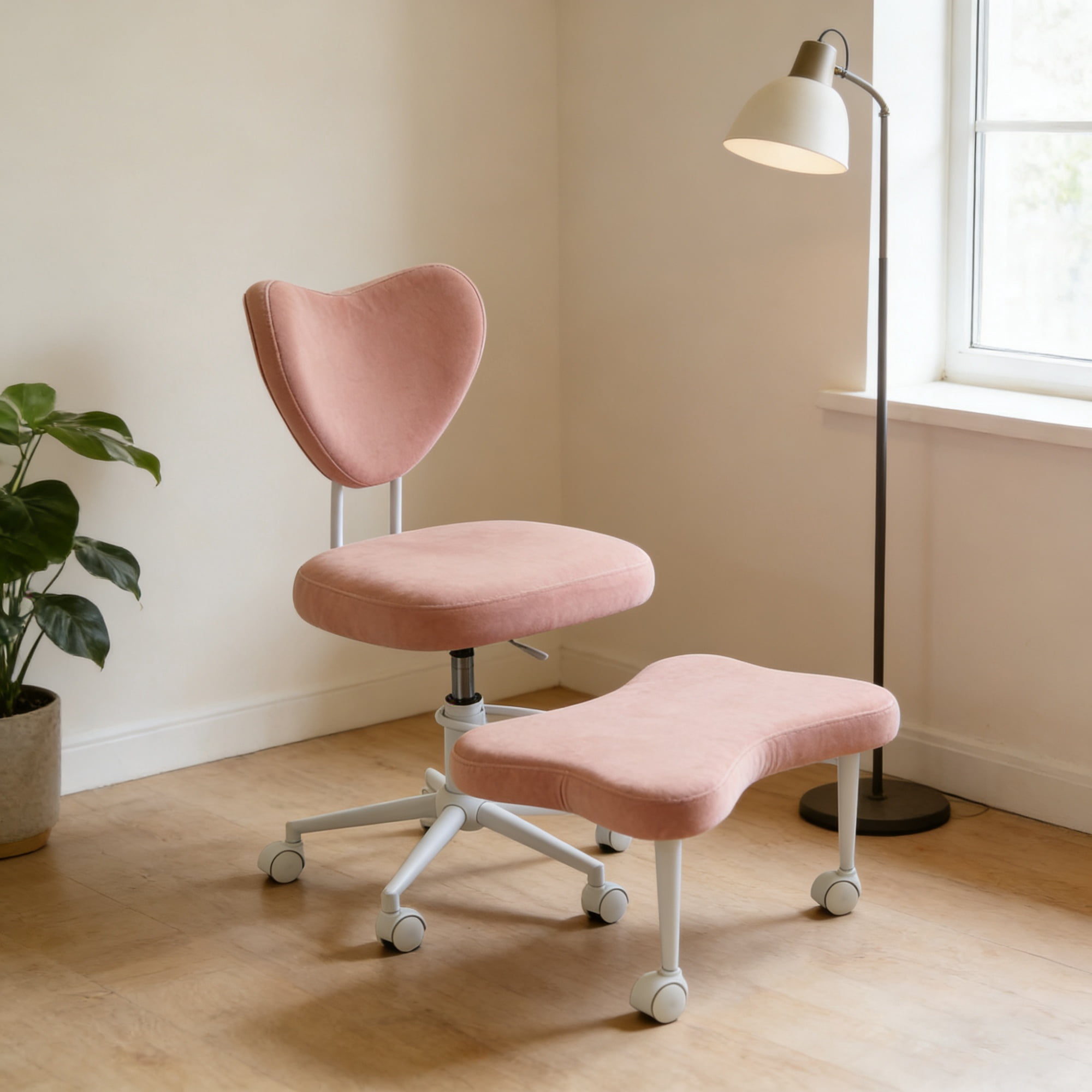 Ergonomic Meditation Chair with Lumbar Support and Height-Adjustable Cushion, Cross-Legged Seating for Office Work and Study, Pink