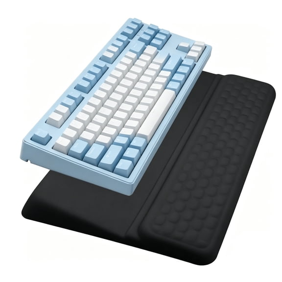 Ergonomic Memory Foam Keyboard Wrist Rest Pad - Non-Slip Lycra Surface - Massage Texture for Single set Black