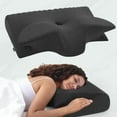 thumbnail image 1 of Ergonomic Memory Foam Neck Cervical Pillow Black Neck Shoulder Pain Better Sleep, 1 of 5