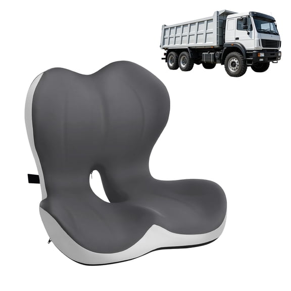 Ergonomic Memory Foam Seat Cushion & Headrest – Lumbar Hip Support, Pain Relief, Breathable – Office Chair Car Wheelchair – Grey/White