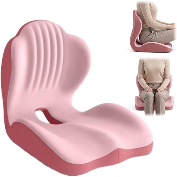 Ergonomic Memory Foam Seat Cushion with Lumbar Support, 5-Zone Contour Design, Relieve Pressure, Holds 220 lb, Thick Padding for Office Chair Car Seat