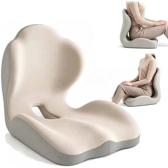 Ergonomic Memory Foam Seat Cushion with Lumbar Support, 5-Zone Contour Design, Relieve Pressure, Holds 220 lb, Thick Padding for Office Chair Car Seat