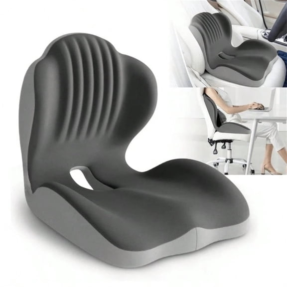 Ergonomic Memory Foam Seat Cushion, Seat Cushion with Integrated Lumbar Back Support, Anti Slip Memory Foam with L-Shaped Integrated Design for Long Car Drives and Office
