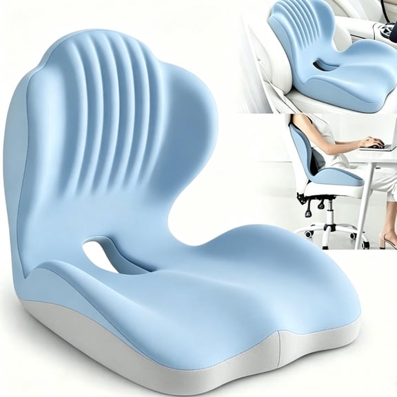 Ergonomic Memory Foam Seat Cushion, Seat Cushion with Integrated Lumbar Back Support, Anti Slip Memory Foam with L-Shaped Integrated Design for Long Car Drives and Office