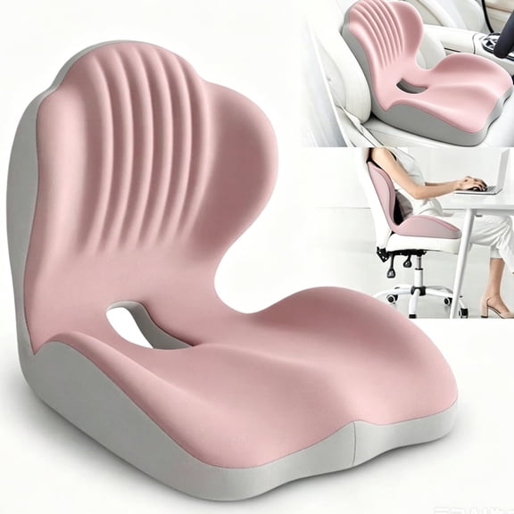Ergonomic Memory Foam Seat Cushion, Seat Cushion with Integrated Lumbar Back Support, Anti Slip Memory Foam with L-Shaped Integrated Design for Long Car Drives and Office