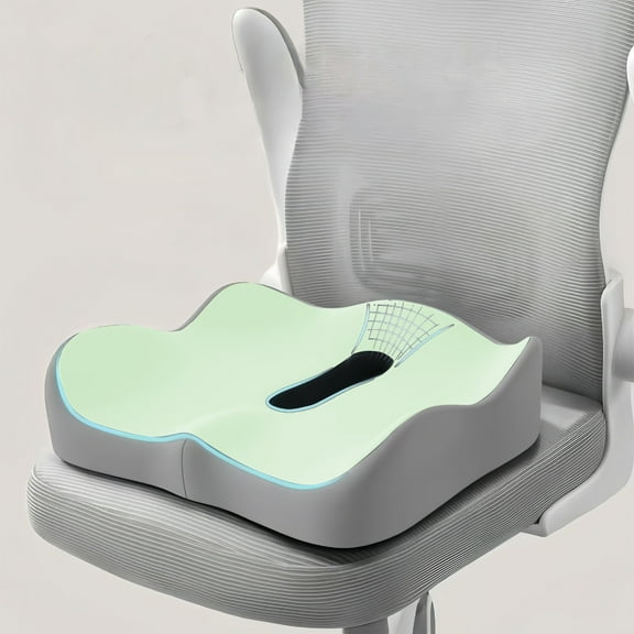 Ergonomic Memory Foam Seat Cushion, Thick Coccyx Support Pillow with Non-Slip Base, Soft Seat Pad for Office Chair, Car, Home & Wheelchair Long Hours of Sitting