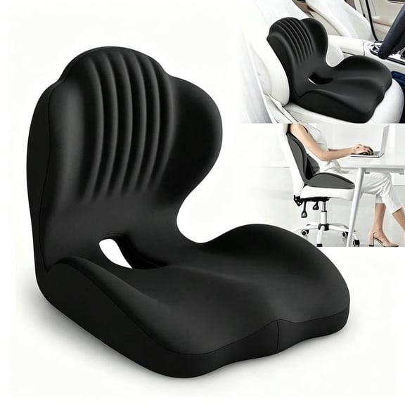 Ergonomic Memory Foam Seat Cushion with Lumbar Support, Anti-Slip Office & Car Seat Cushion for Long Sitting Comfort
