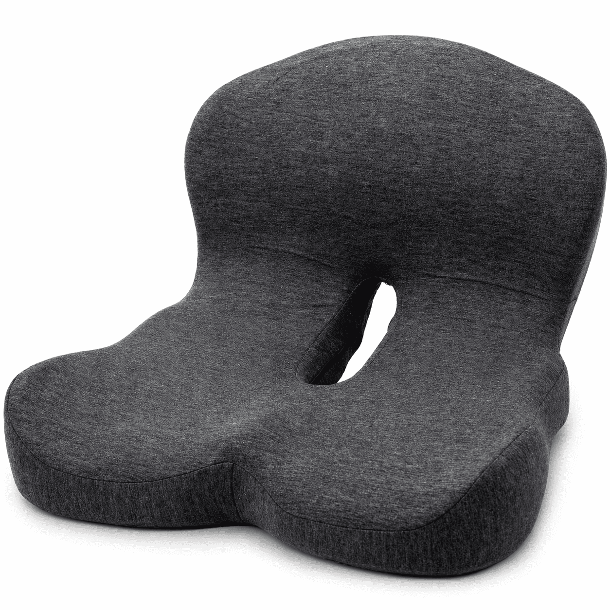 Ergonomic Memory Foam Seat Cushion with Lumbar Support, Contoured U-Shaped Design, Non-Slip Grips and Removable Washable Cover - Black