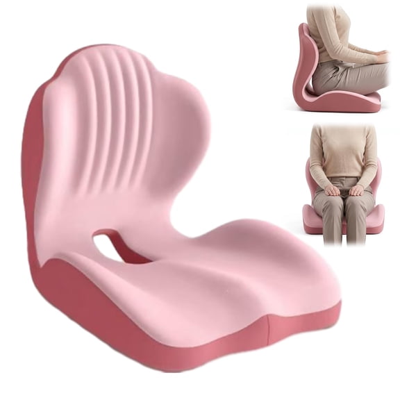 Ergonomic Memory Foam Seat Cushion with Lumbar Support, One-Piece Chair Pad with 5-Zone Contour Design for Office, Car & Daily Sitting Comfort
