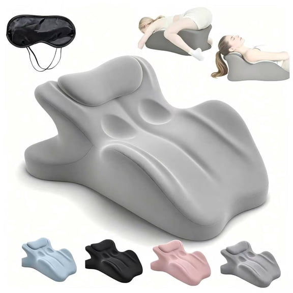 Ergonomic Memory Foam Wedge Pillow, 27° Angled Support for Neck and Waist, Multi-Position Support Pillow (gray)