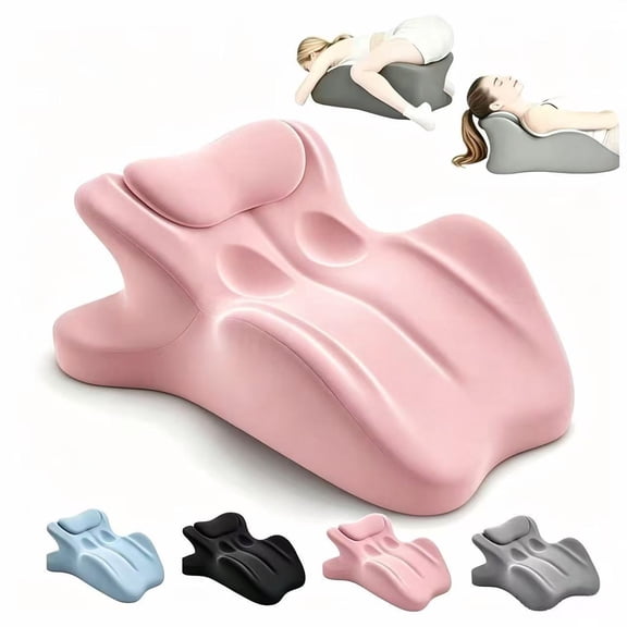 JWGIETK Ergonomic Memory Foam Wedge Pillow, 27-Degree Angled Neck and Waist Support, Multi-Position, Pink