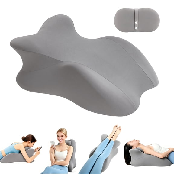 Ergonomic Memory Foam Wedge Pillow, Multi-Position Body Support Cushion, Curved Support Pillow with Removable Washable Cover for Bed, Sofa and Floor