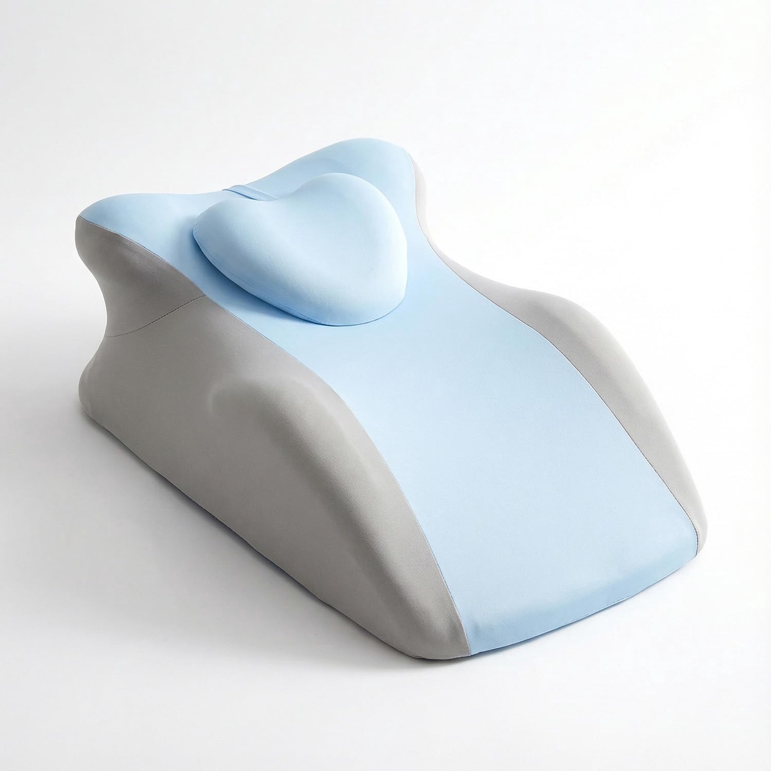Ergonomic Memory Foam Wedge Pillow for Back Pain Relief, Acid Reflux, Sitting Up in Bed, Reading and Massage, with Removable Blue & Gray Cover