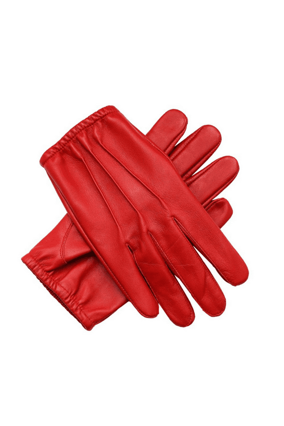 Ergonomic Men Low Cut Leather Police Gloves In Red Small