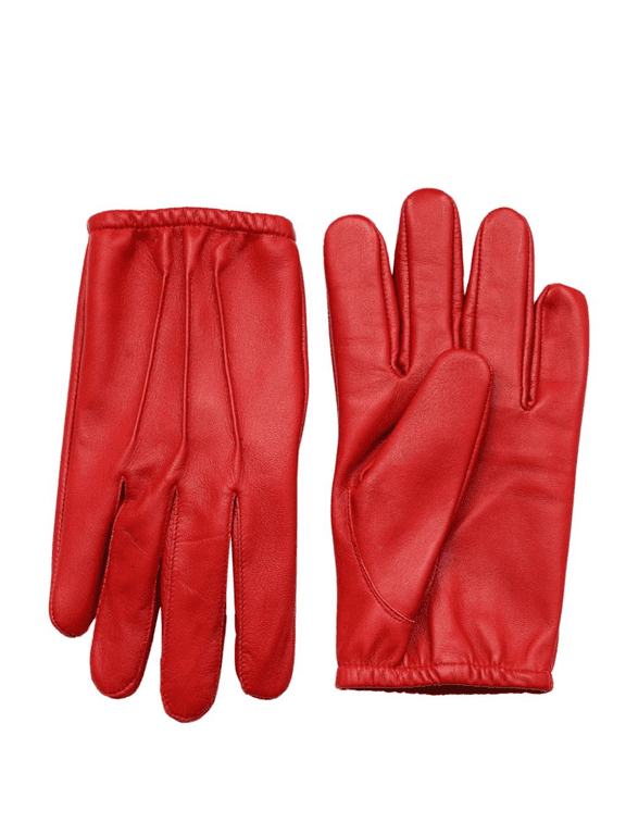 Ergonomic Men Low Cut Leather Police Gloves In Red X-Large
