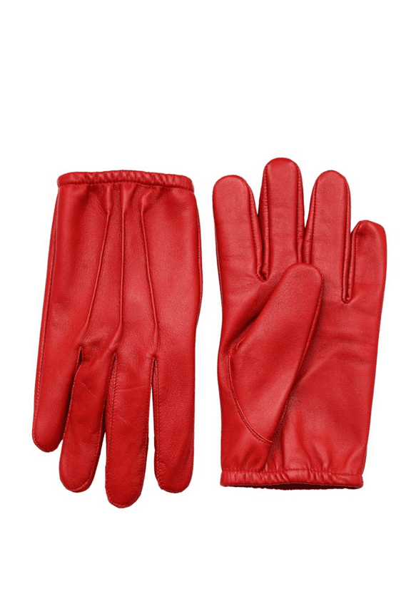 Ergonomic Men Low Cut Leather Police Gloves In Red X-Large