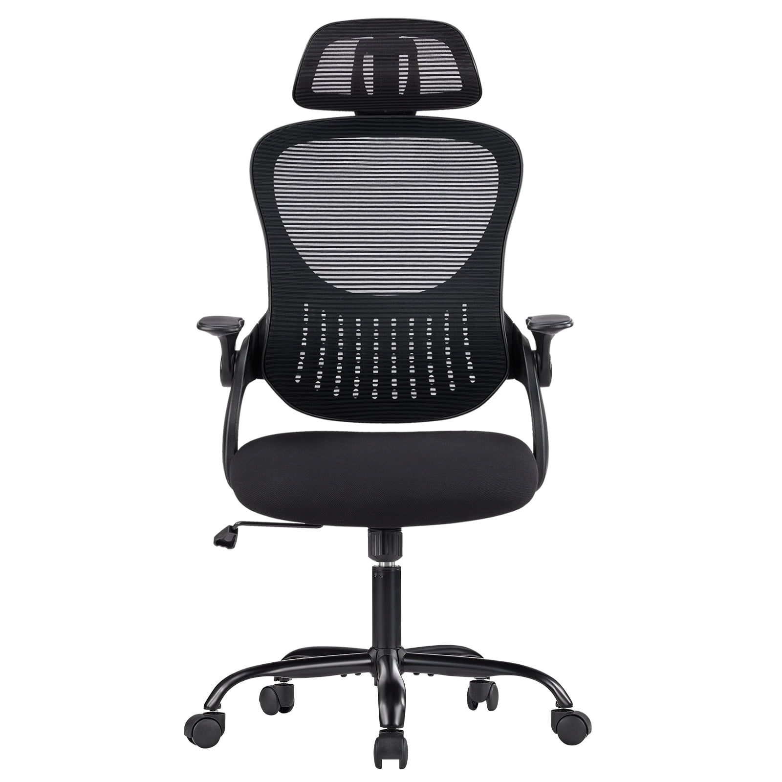 Ergonomic Mesh High-Back Task Chair with Adjustable Headrest, Flip-Up Arms, and Casters