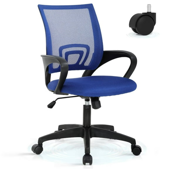 YRLLENSDAN Mesh Office Chair with Lumbar Support and Armrest, Comfortable Desk Chairs with Wheel, Home Swivel Chair with Adjustable Height and Tilt,Blue