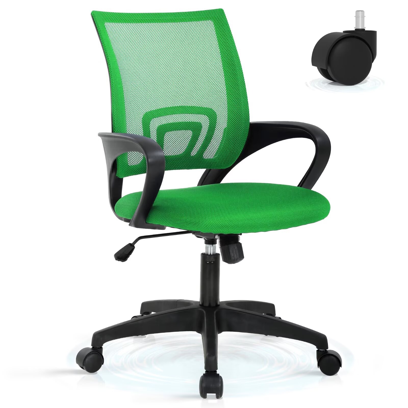 YRLLENSDAN Mesh Office Chair with Lumbar Support and Armrest, Comfortable Desk Chairs with Wheel, Home Swivel Chair with Adjustable Height and Tilt, Green