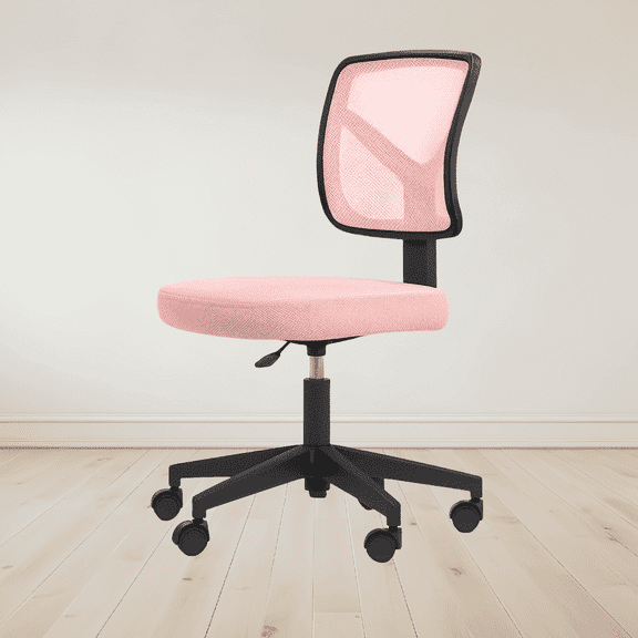 Ergonomic Mesh Office Chair for Small Spaces, Adjustable Swivel Armless Desk Chair with Lumbar Support, Breathable Low-Back Rolling Computer Chair for Home Office, Study, Teens & Adults