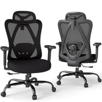 YERAIRR Highback  Mesh Office Chair with Adjustable Headrest, Lumbar Support, and 3D Armrests Ergonomic Swivel Task Chair  Black