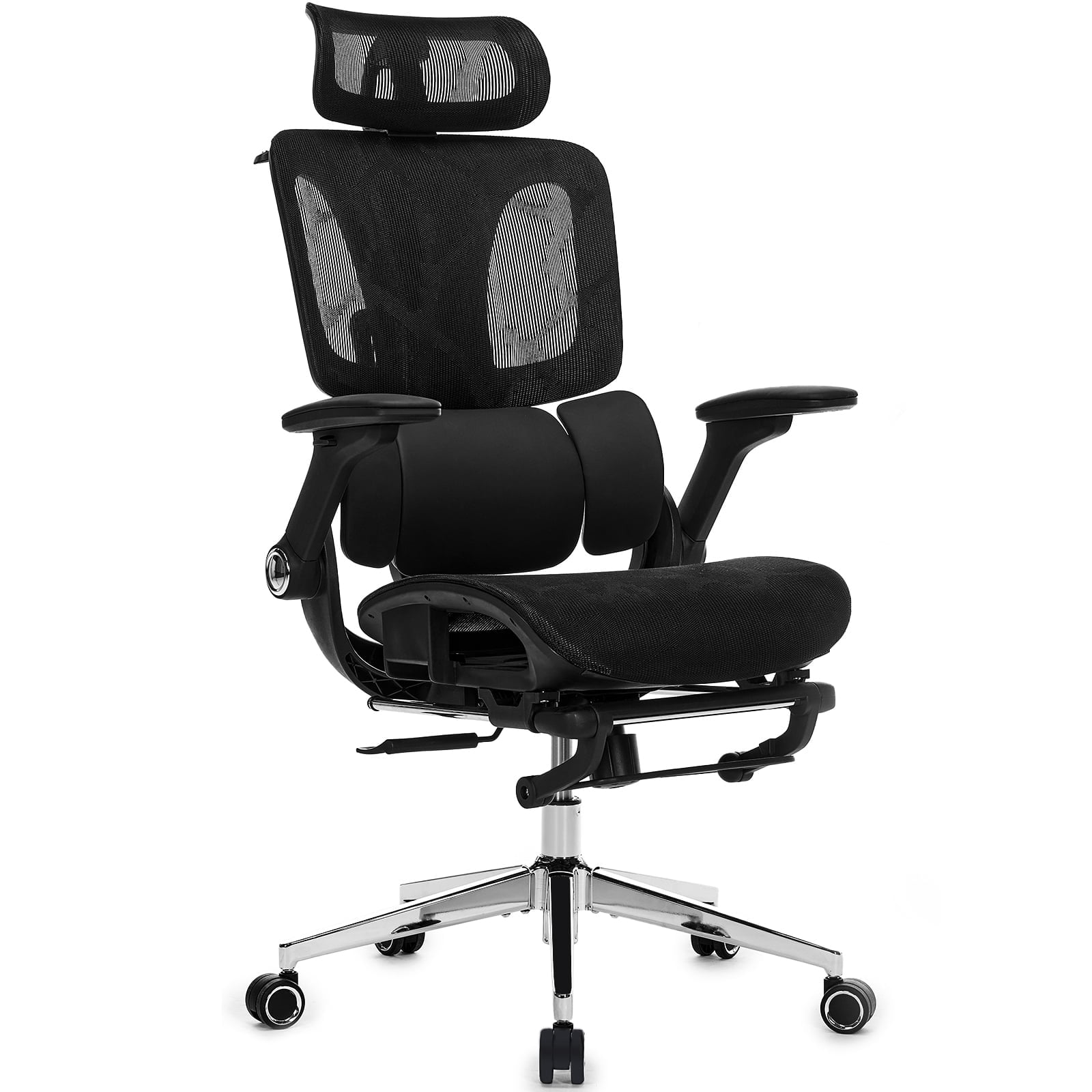 Czlolo High Back Ergonomic Mesh Office Chair with Footrest, 4D Armrests, Adjustable Lumbar Support, Black