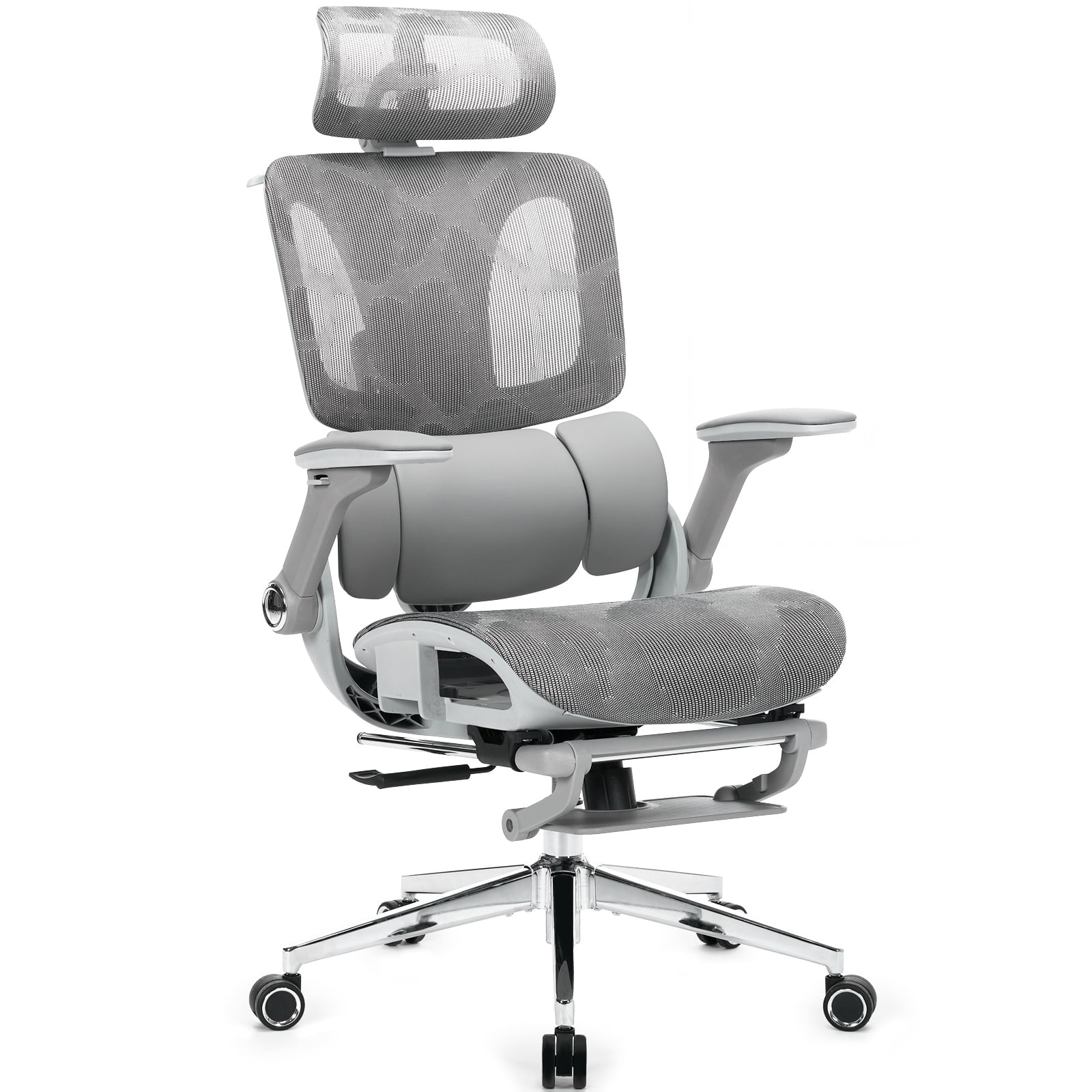 Czlolo High Back Ergonomic Mesh Office Chair with Footrest, 4D Armrests, Adjustable Lumbar Support, Gray
