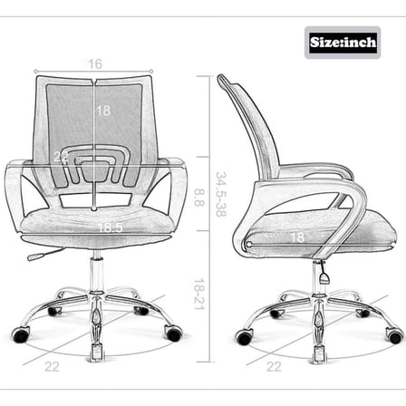 Ergonomic Mesh Office Chair with Lumbar Support for Back Pain - Adjustable Rolling Swivel Stool for Home and Office