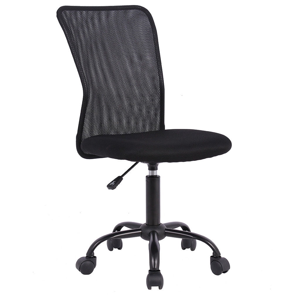 FENBAO Black Armless Office Chair Breathable Mesh Covering Silent