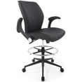 Ergonomic MidBack Leather Adjustable Drafting Chair with Flipup Arms