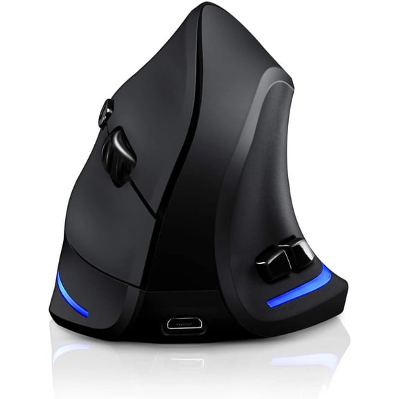 Ergonomic Mouse, 2.4G Wireless Vertical Optical Mouse with Adjustable Sensitivity (1000/1600/2400 DPI), 6 Buttons for PC, Desktop, Laptop, Notebook (Black)