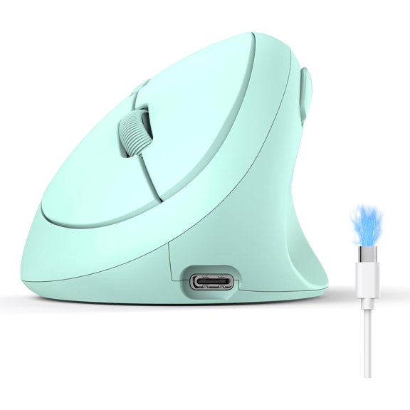 Ergonomic Mouse, Bluetooth Wireless Vertical Mouse, Rechargeable Battery, Quiet Clicks, 4800 DPI Adjustable, BT5.0/3.0 & 2.4G Connect, Easy to use, Wide Compatibility