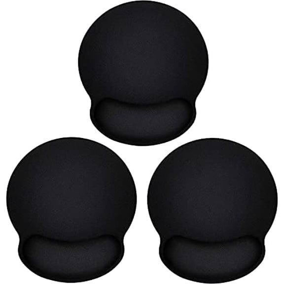 Ergonomic Mouse Pad 3 Pack with Wrist Rest Support, Round Gaming Mousepad with Smooth Surface & Non-Slip Rubber Base for Computer, Laptop, Office, Comfortable Memory Foam for Wrist Cushion