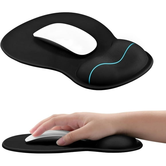 Ergonomic Mouse Pad with Gel Wrist Rest Support Middle Concave Design, Relieve Wrist Pain Mousepad, Non-Slip Base for Laptop, Computer, Office Desk Accessories, Carpal Tunnel Syndrome