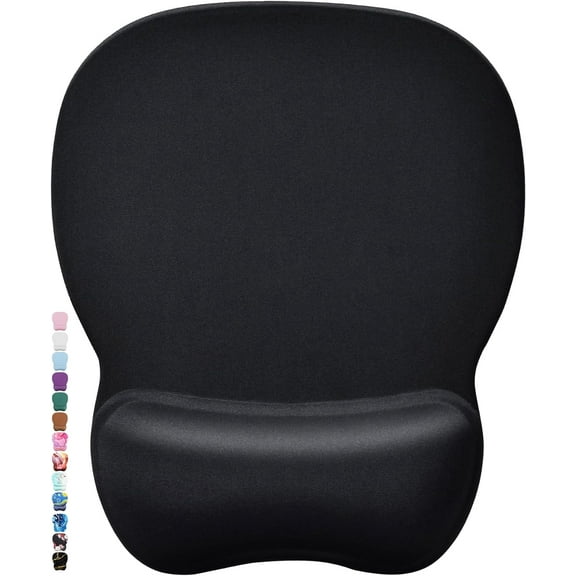 Ergonomic Mouse Pad with Gel Wrist Support, Comfortable Mousepad with Smooth Wrist Rest Surface and Non-Slip PU Base for Pain Relief, Computer, Laptop, Office & Home, 9.4 x 8.1 in, Black