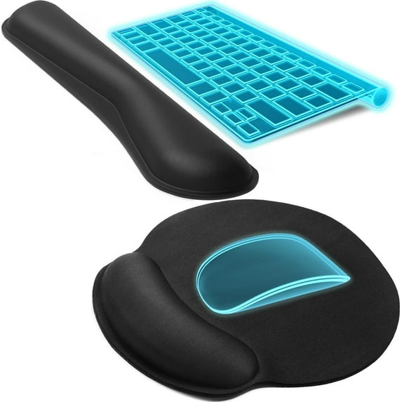 Ergonomic Mouse Pad with Wrist Rest, Comfortable Keyboard Wrist Rest, Memory Foam Wrist Rest for Computer Keyboard, Mouse Pad Set for Easy Typing & Pain Relief for Office & Home