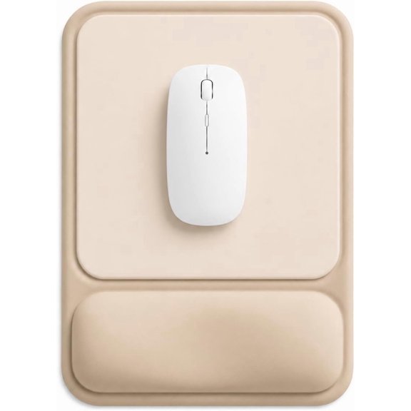 Ergonomic Mouse Pad with Wrist Rest, Gel Mousepad with Soft Wrist Support, Non-Slip PU Base, Smooth Surface Mouse Pad for Wrist Pain Relief, Computer Laptop Office Home & Gaming (Nude Apricot)