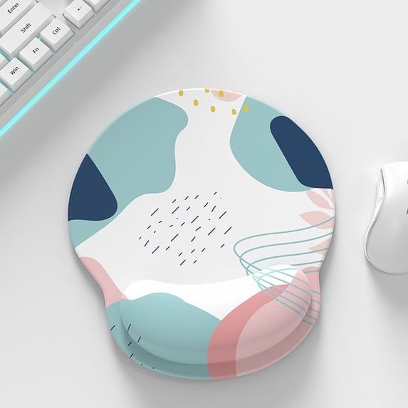 Ergonomic Mouse Pad with Wrist Rest Memory Foam Cushion Support Non-Slip Rubber Base and Stain-Resistant Cloth Surface for Computer Office Work 5 Colors