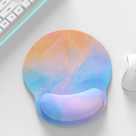 Ergonomic Mouse Pad with Wrist Rest Memory Foam Cushion Support Non-Slip Rubber Base and Stain-Resistant Cloth Surface for Computer Office Work 5 Colors