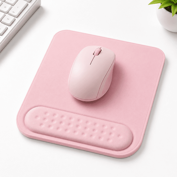 Mouse Pad with Wrist Support, Ergonomic Memory Foam Mousepad for Computer & Desk - Pink